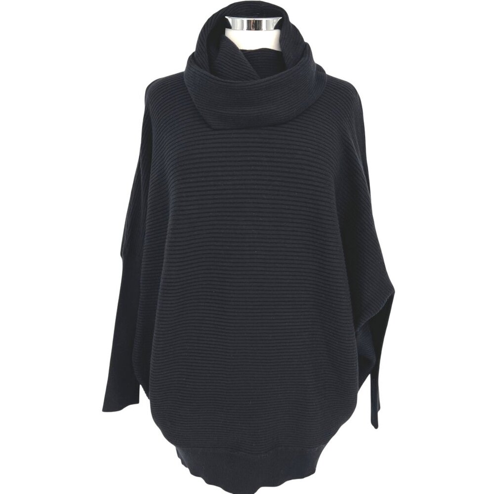 French Connection Black Cozy Cowl Neck Ribbed Sweater Size Medium NWT